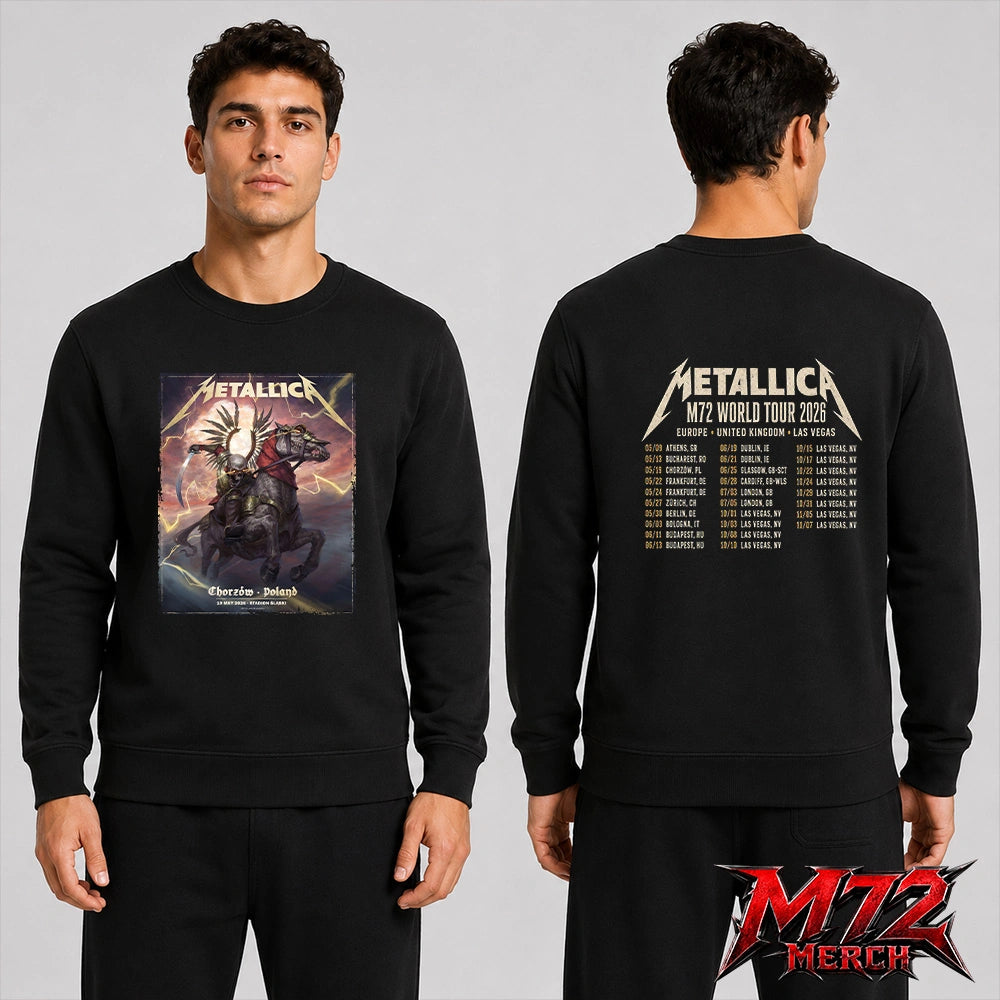 Metallica M72 World Tour May 19 2026 Chorzów Poland Stadion Śląski Horseman Skull two sided Sweatshirt artwork